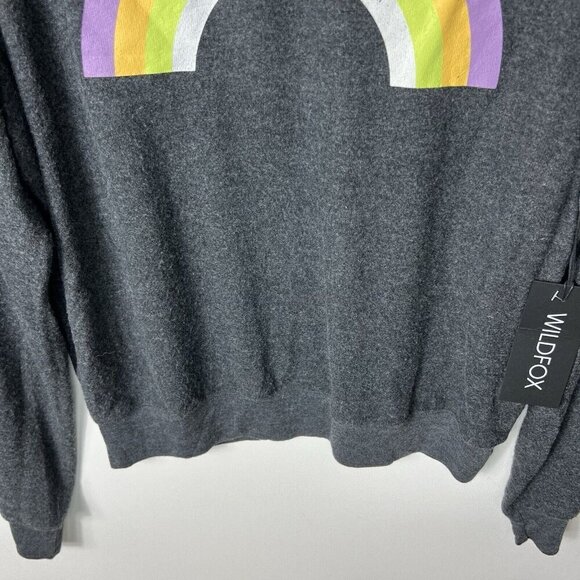 Wildfox Sweatshirt‎ Women’s Large Over The Rain Black Rainbow Long Sleeves NWT - Picture 4 of 9